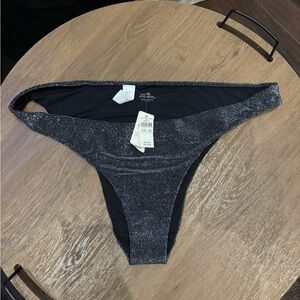 XXL Aerie Sparkle Shimmer Bikini Bottom - Black Glitter-Discontinued